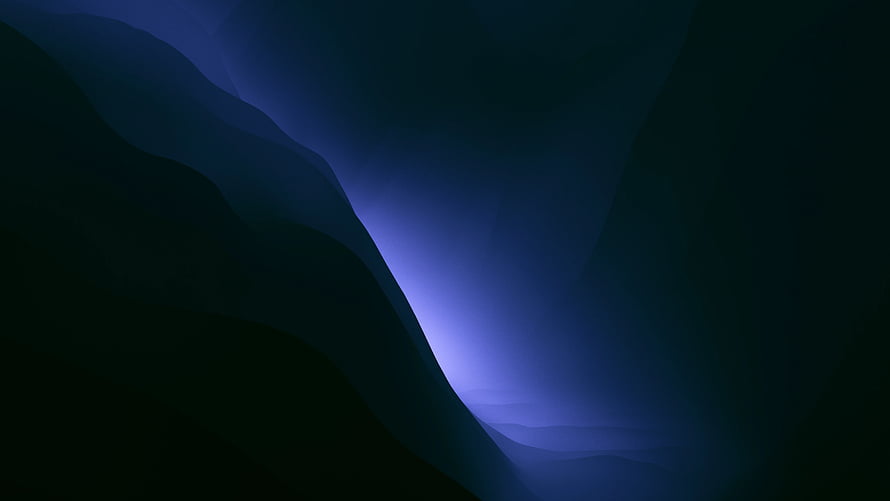 Dark Blue Mountain Silhouettes with Soft Purple Glow in Misty Valley HD wallpaper