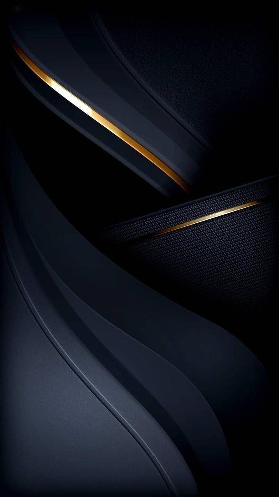 Sleek Dark Blue Curves with Gold Accent Lines Abstract Minimalist Design HD phone wallpaper