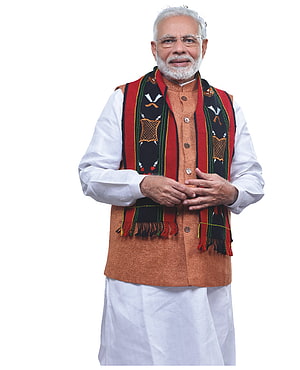 Portrait of Narendra Modi in Traditional Indian Attire with Embroidered Shawl HD phone wallpaper