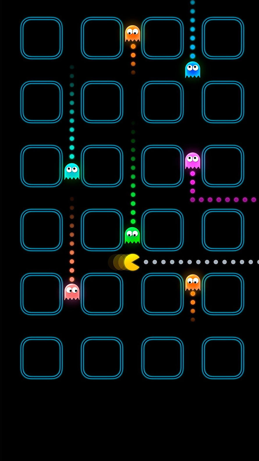 Pac-Man and Ghosts Neon Arcade Maze Wallpaper, Retro Game -, Arcade HD phone wallpaper