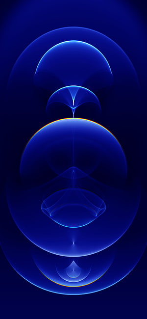 Abstract Blue Geometric Spheres with Neon Orange Accents on Dark Background HD phone wallpaper