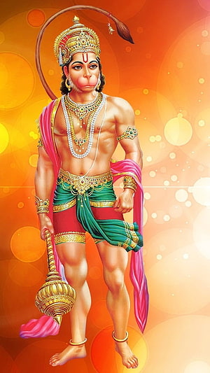 Hanuman Jayanti Digital Art of the Monkey God Holding a Gada Mace, Jay Hanuman, Hanuman Jayanti HD phone wallpaper