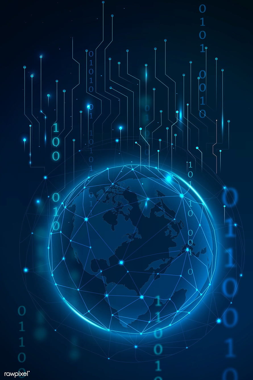 Futuristic Global Network Technology with Binary Code and Circuit Board Design HD phone wallpaper
