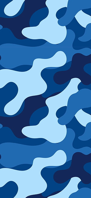 Abstract Blue Camouflage Pattern with Organic Fluid Shapes and Layered Tonal Depth HD phone wallpaper