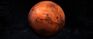 Realistic Red Planet Mars in Deep Space with Starry Background HD wallpaper