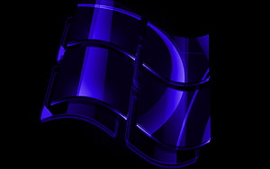 Glossy Blue Windows Logo on Black Background HD wallpaper