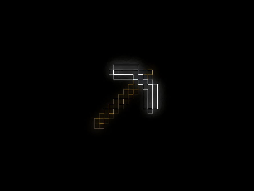 Minecraft Pickaxe Minimalist Line Art on Black Background HD wallpaper