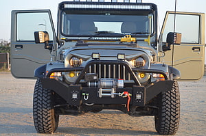 Modified Mahindra Thar Off-Road Jeep With Custom Bumper And Winch HD wallpaper