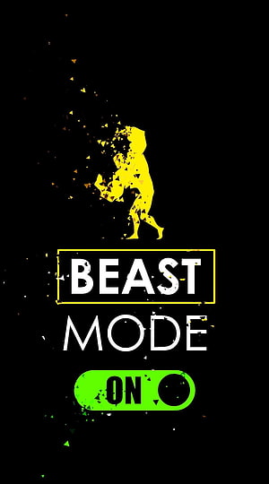 Beast Mode On Motivational Workout Wallpaper With Yellow Silhouette HD phone wallpaper