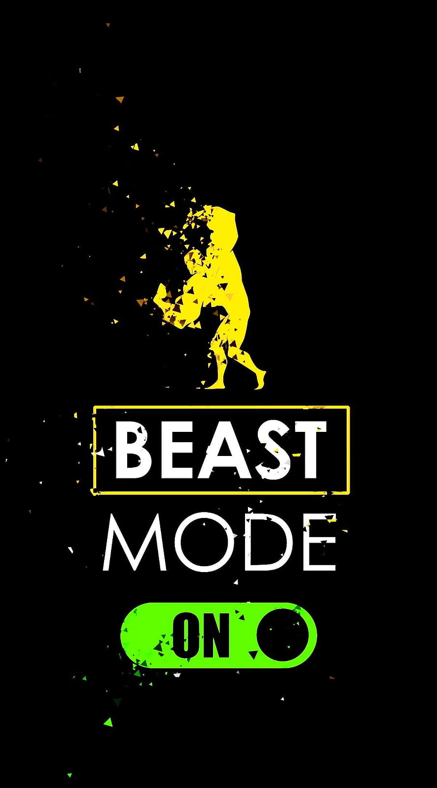 Beast Mode On Motivational Workout Wallpaper With Yellow Silhouette HD phone wallpaper