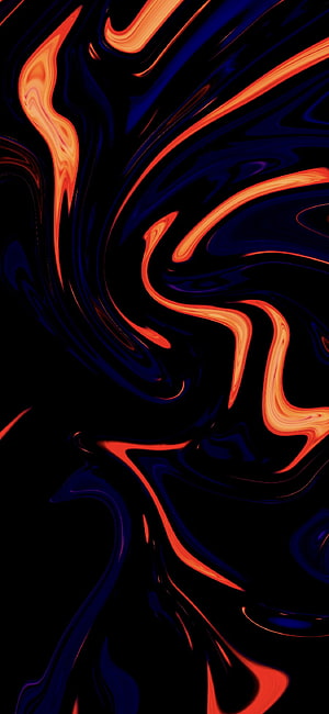 Abstract Fluid AMOLED Wallpaper with Black Liquid and Vibrant Orange Swirls HD phone wallpaper