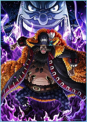 Marshall D. Teach Blackbeard One Piece Anime Character With Purple Haki Aura HD phone wallpaper