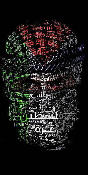 Palestine Flag Typography Art With Arabic Text And Black Background HD phone wallpaper
