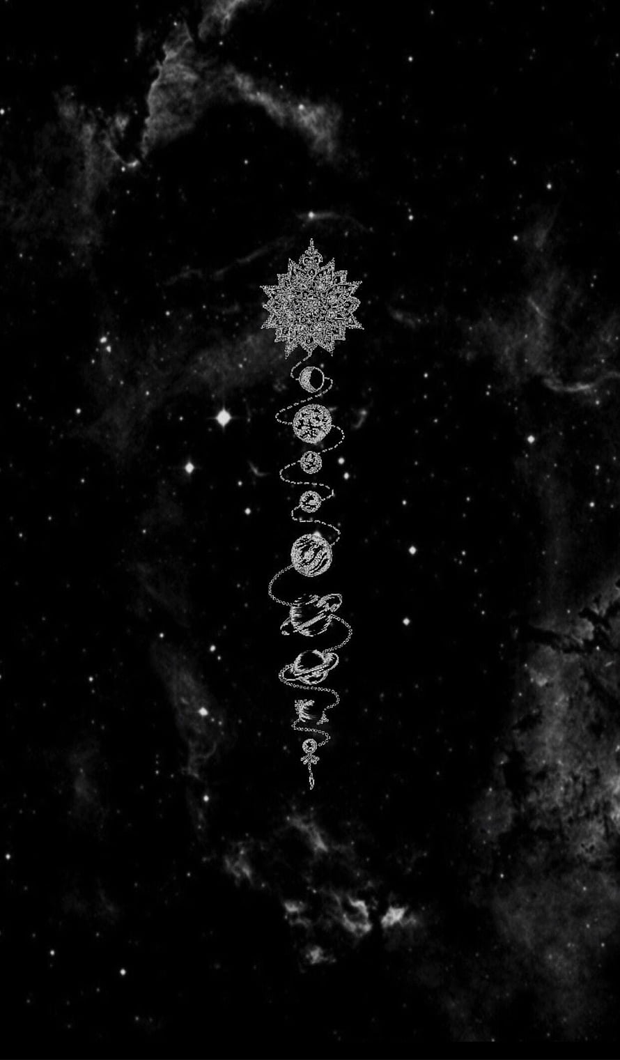 Sagittarius Zodiac Constellation Ornament on Black Starry Nebula Background HD phone wallpaper