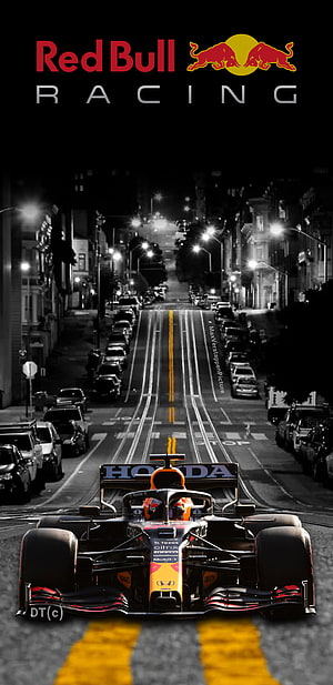 Red Bull Racing Formula 1 Car on Night Street Wallpaper HD phone wallpaper