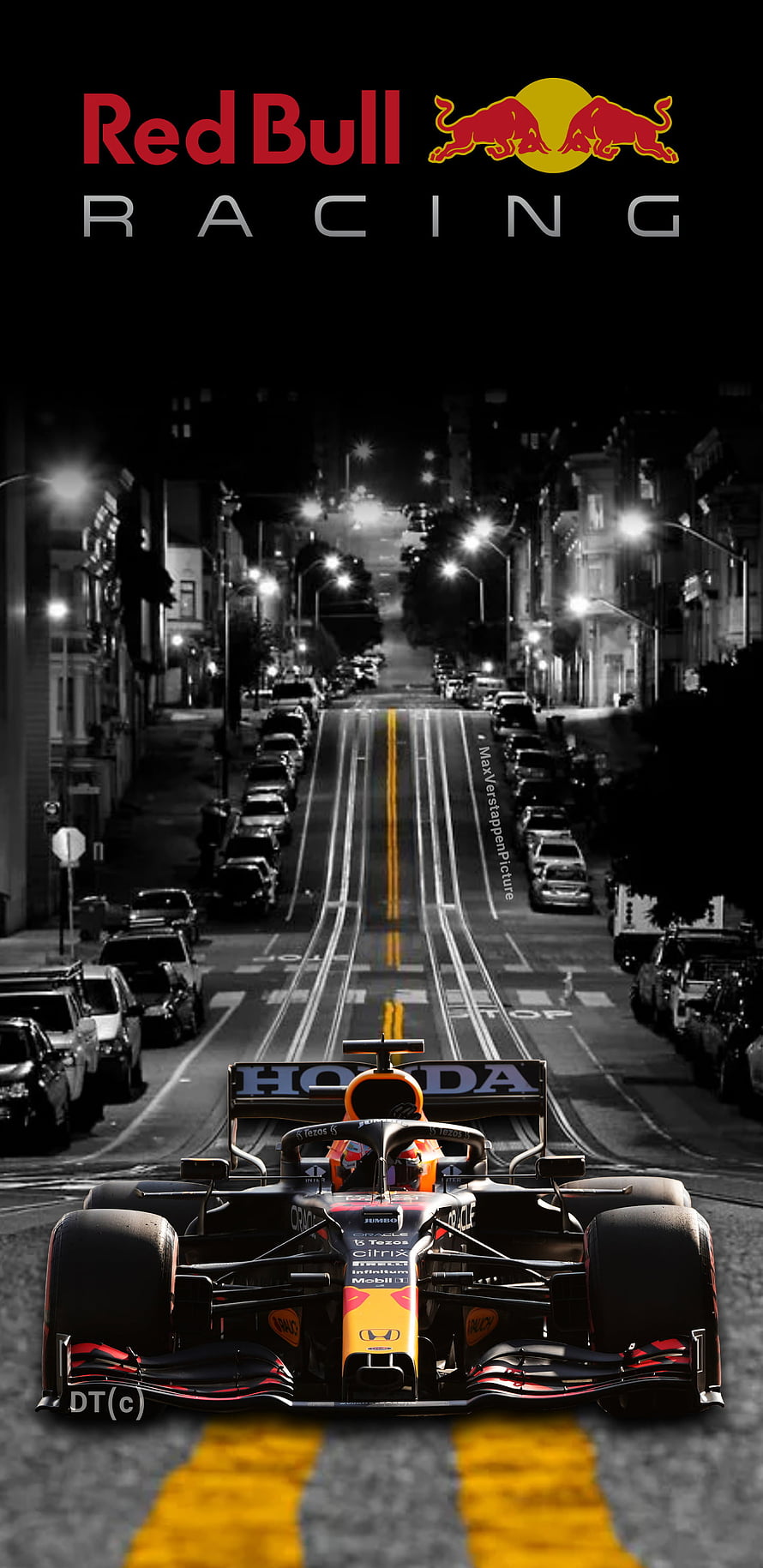 Red Bull Racing Formula 1 Car on Night Street Wallpaper HD phone wallpaper