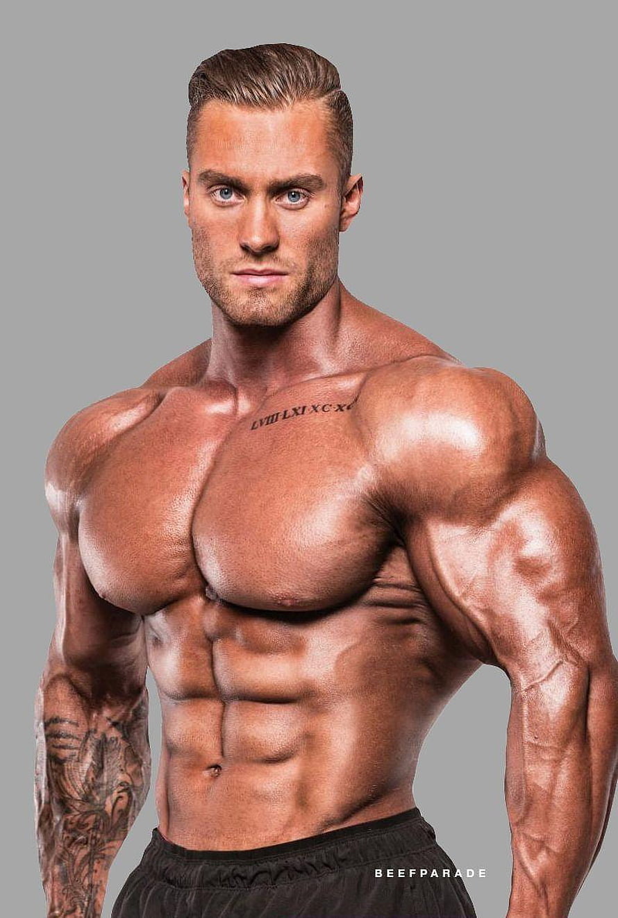 Chris Bumstead Bodybuilder Portrait With Defined Muscles And Tattoos HD phone wallpaper