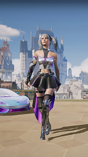Female Character in Futuristic Armor Walking in Sci-Fi City HD phone wallpaper
