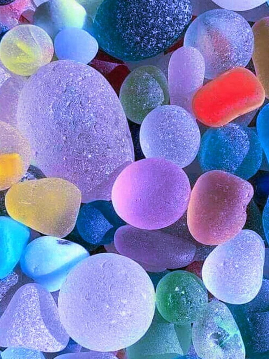 Colorful Tumbled Beach Glass Pebbles in Pastel and Vibrant Hues HD phone wallpaper