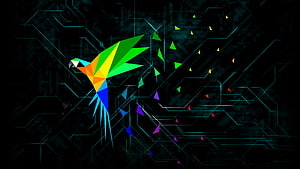 Parrot Linux Geometric Parrot Logo on Dark Circuit Board Background HD wallpaper