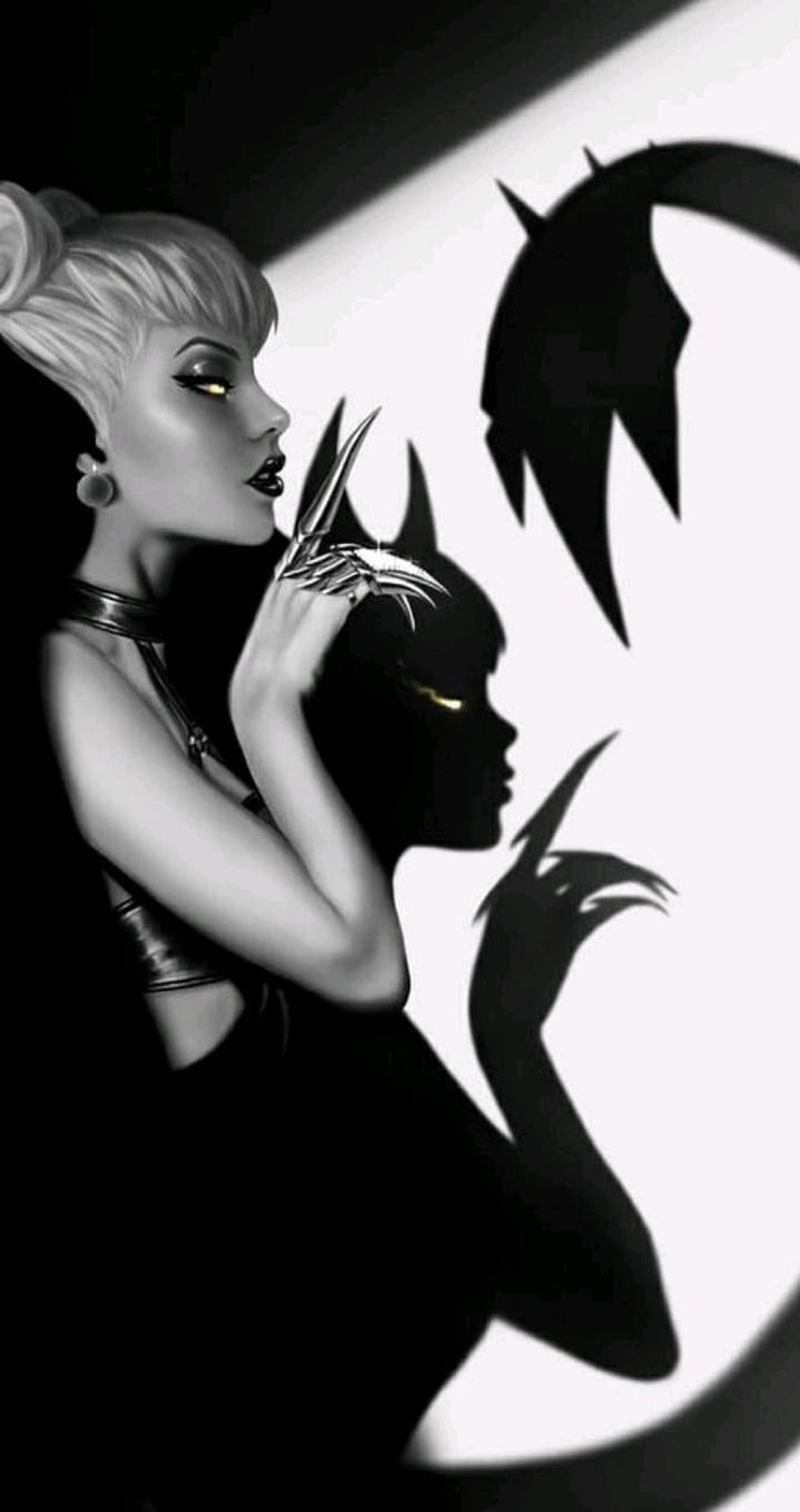 Evelynn K/DA Digital Art with Dramatic Shadow and Clawed Hand HD phone wallpaper