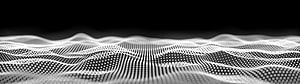 Monochrome 3D Dot Matrix Wave Landscape on Black Background HD wallpaper