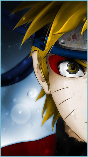 Boruto Uzumaki intense close-up anime wallpaper with blue headband and red eye markings HD phone wallpaper