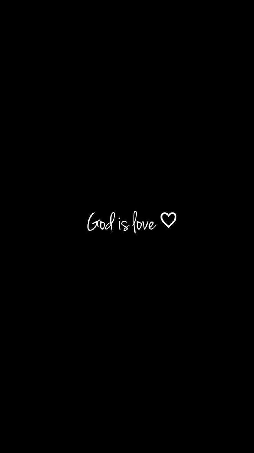 Minimalist Black Background with White Cursive God is Love Text and Heart Icon HD phone wallpaper