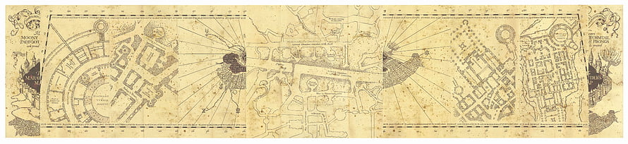 Vintage Parchment Map of Hogwarts Castle and Surrounding Grounds HD wallpaper