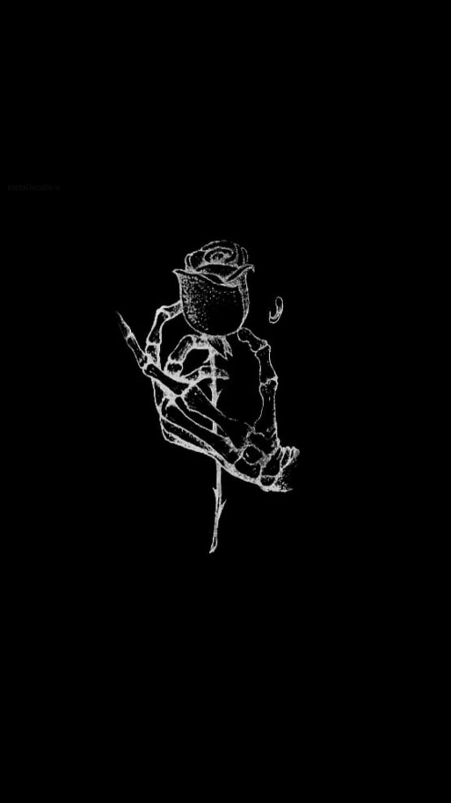 Skeletal Hand Holding a Rose and Dagger on Black Background HD phone wallpaper