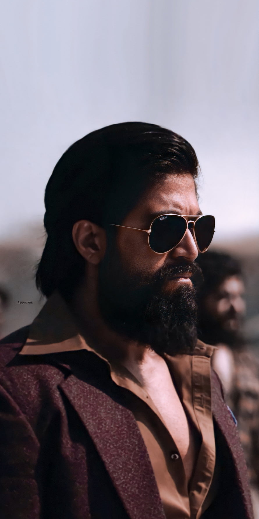 Yash as Rocky in KGF Chapter 2 Wearing Aviator Sunglasses and a Maroon Blazer HD phone wallpaper