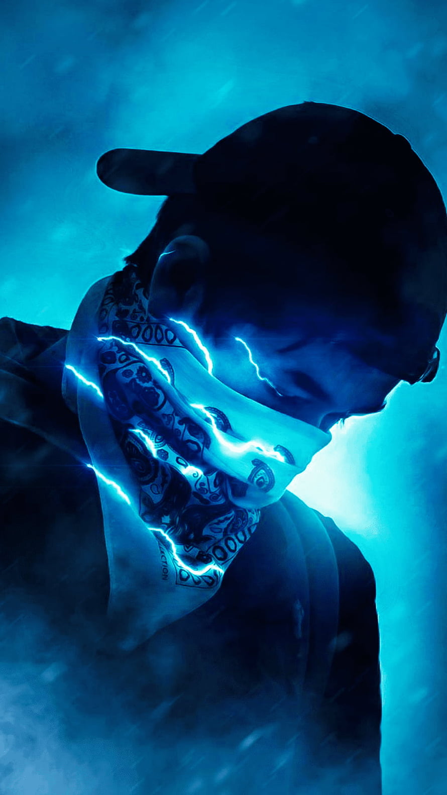 Mysterious Man With Bandana And Blue Lightning Energy, Hacker [, , Laptop, Mobile], Hacker Green HD phone wallpaper