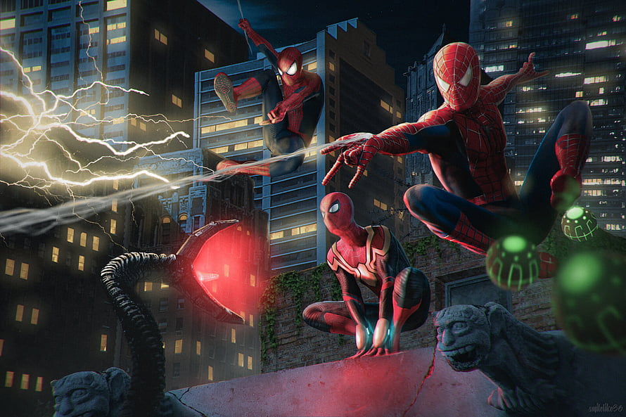 Spider-Man Multiverse Team-Up in No Way Home with Doctor Strange's Magic, Spiderman No Way Home, marvel, doctor strange, mcu HD wallpaper