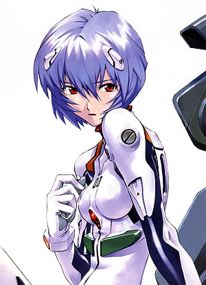 Ayanami Rei in White Plugsuit from Neon Genesis Evangelion Anime Illustration HD phone wallpaper
