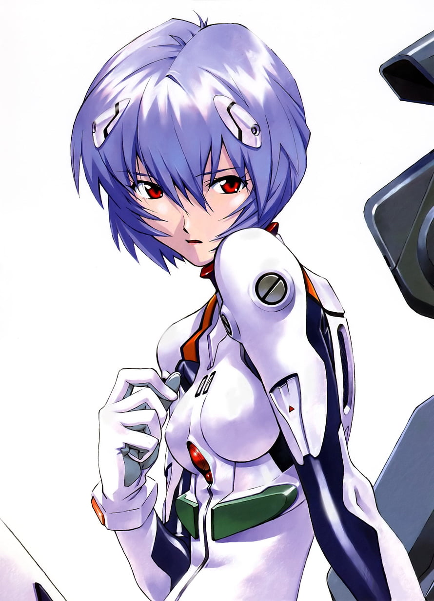 Ayanami Rei in White Plugsuit from Neon Genesis Evangelion Anime Illustration HD phone wallpaper