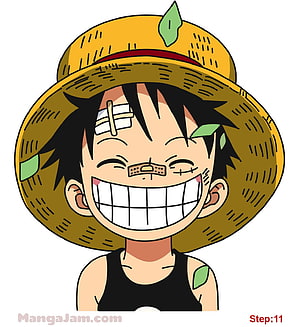Young Monkey D. Luffy from One Piece in a Wide Grin Wearing His Straw Hat HD phone wallpaper