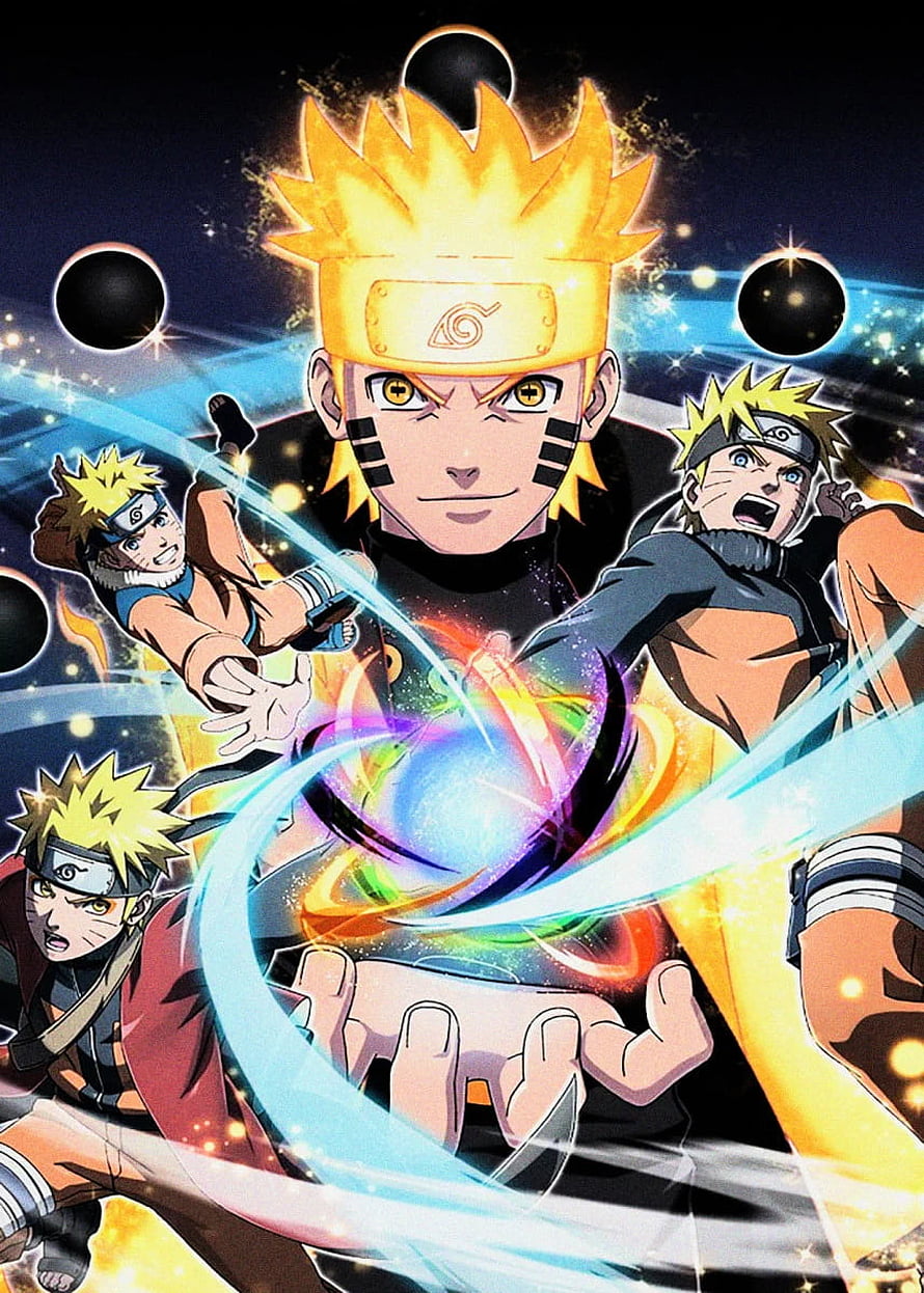 Naruto Uzumaki Shippuden Anime Poster with Rasengan and Sage Mode HD phone wallpaper