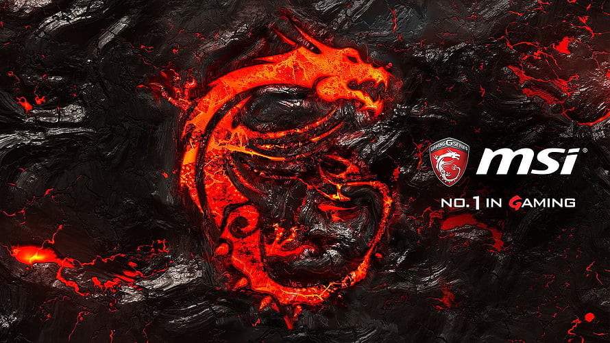 MSI Gaming Dragon Logo with Molten Lava Texture on Dark Background HD wallpaper