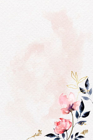 Elegant Pink Watercolor Floral Wallpaper with Gold Accents and Dark Leaves HD phone wallpaper