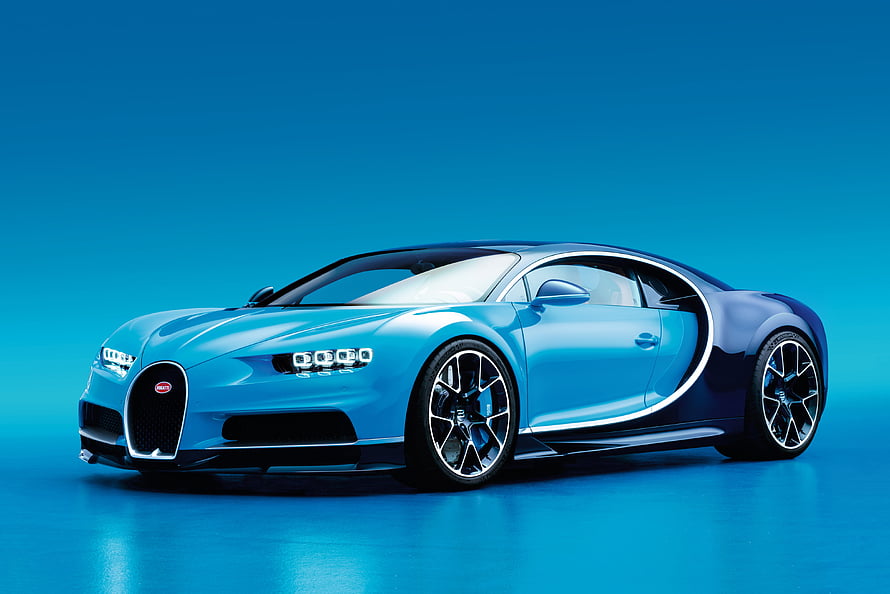 Blue Bugatti Chiron Super Sport 300+ Hypercar on Blue Background HD wallpaper