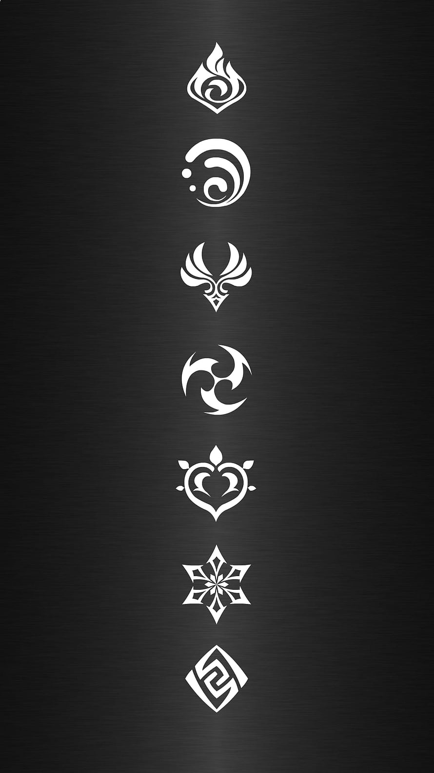 Genshin Impact Seven Elemental Symbols Minimalist Dark Mode Icon Set HD phone wallpaper