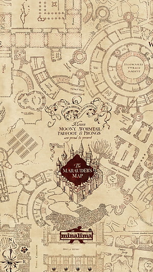 The Marauder's Map Hogwarts Castle Floor Plan Vintage Parchment Style Harry Potter HD phone wallpaper