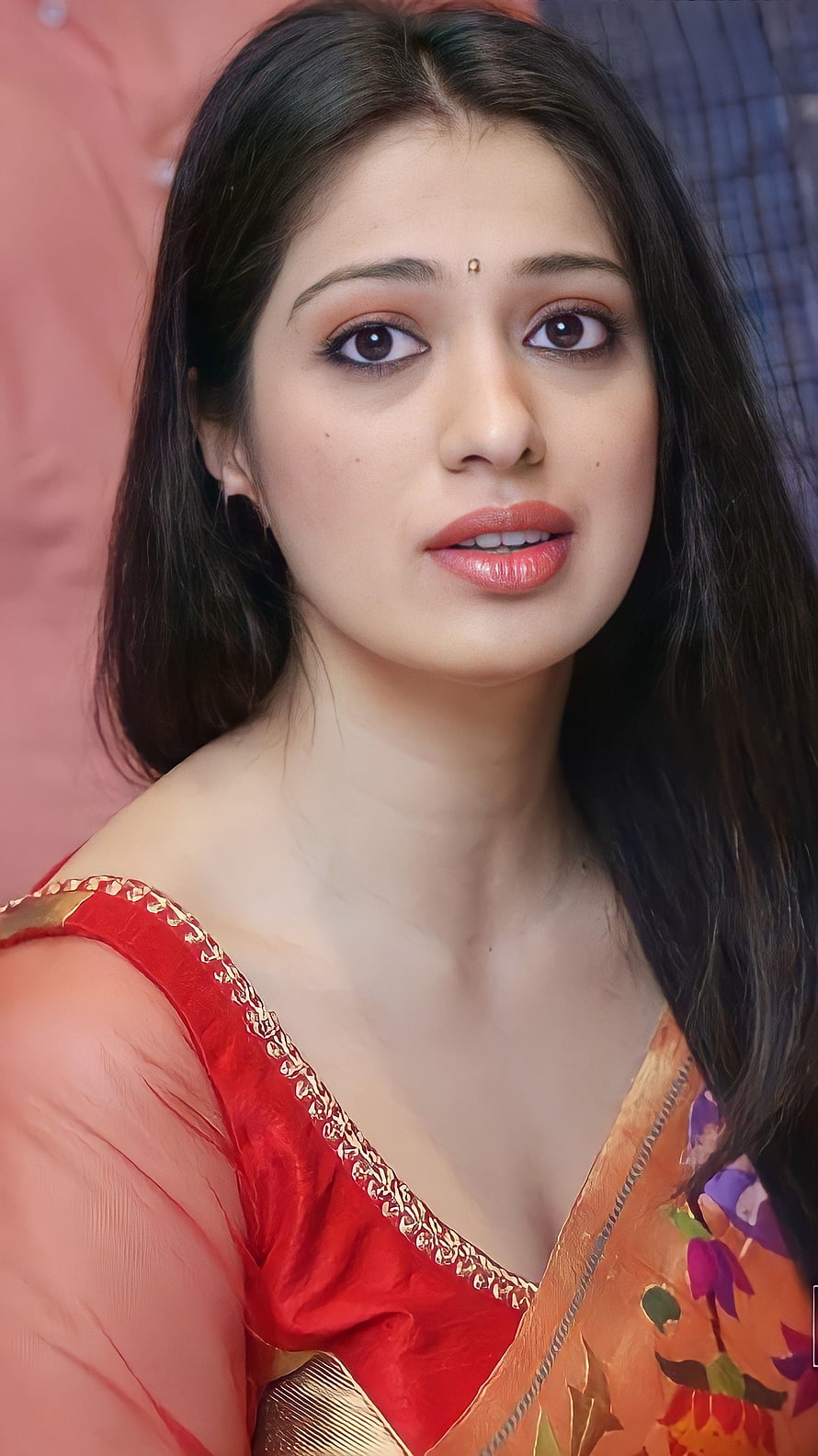 Lakshmi Rai in Traditional Red and Gold Saree Portrait HD phone wallpaper