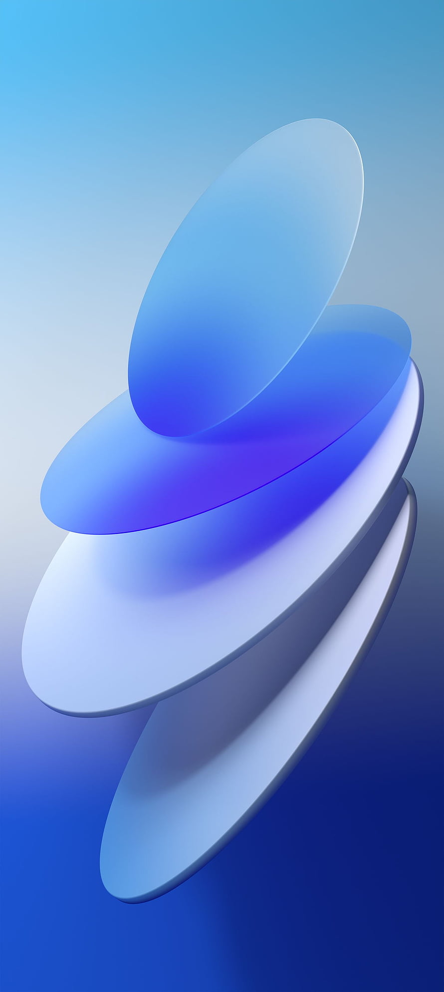 Abstract Blue Gradient 3D Ellipses Stacked Minimalist Wallpaper HD phone wallpaper
