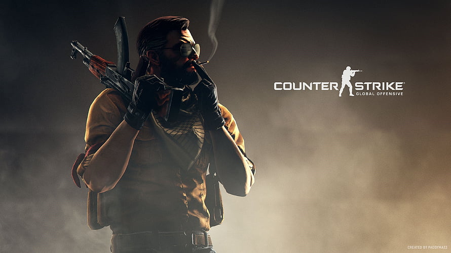 Counter-Strike Global Offensive Character with AK-47 and Cigarette HD wallpaper