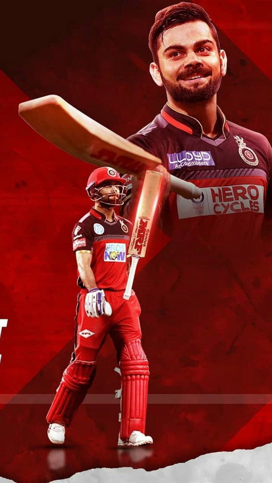 Virat Kohli in Royal Challengers Bangalore Red Kit Holding Cricket Bat HD phone wallpaper