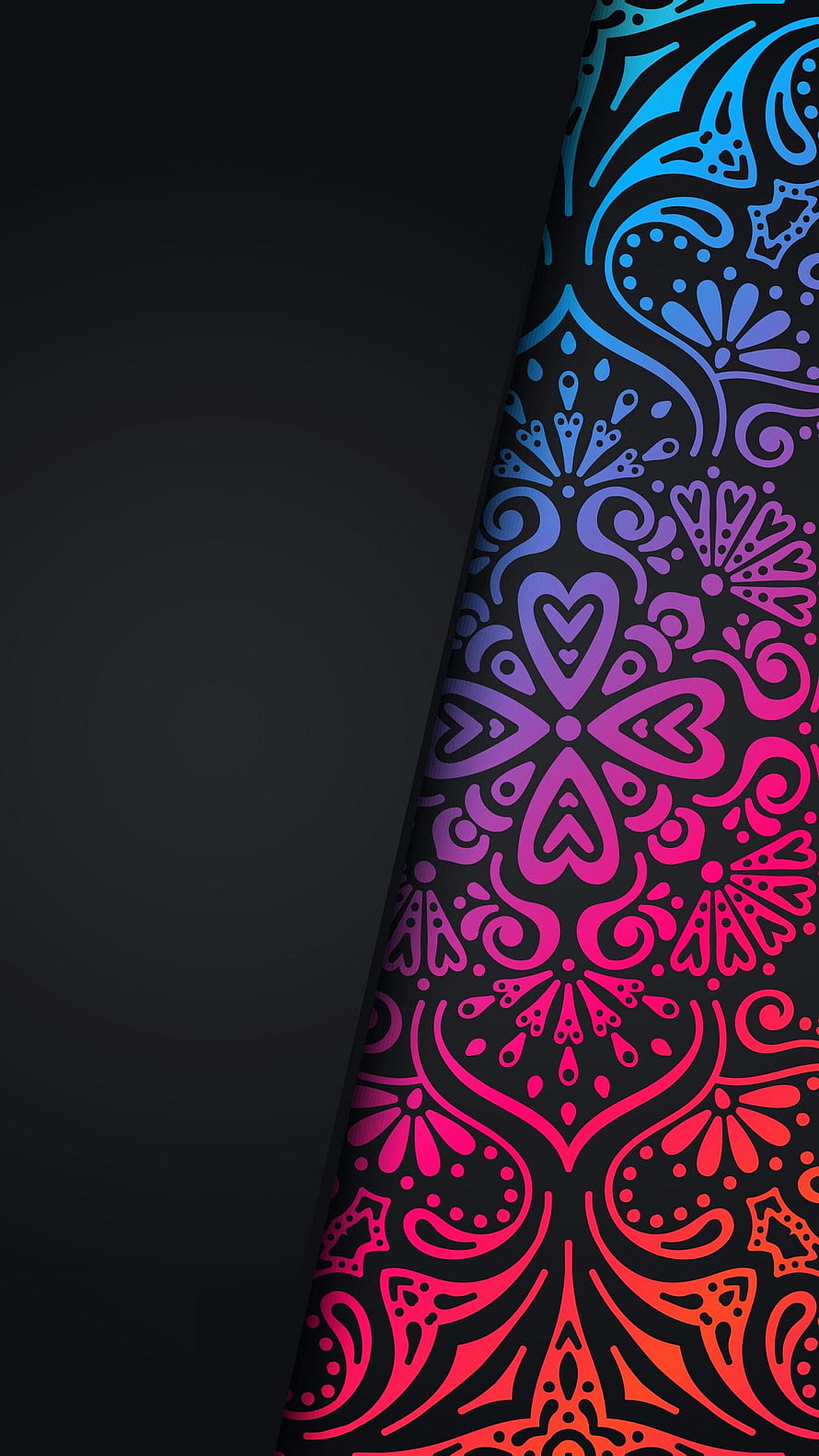 Neon Gradient Paisley Pattern on Dark Background HD phone wallpaper
