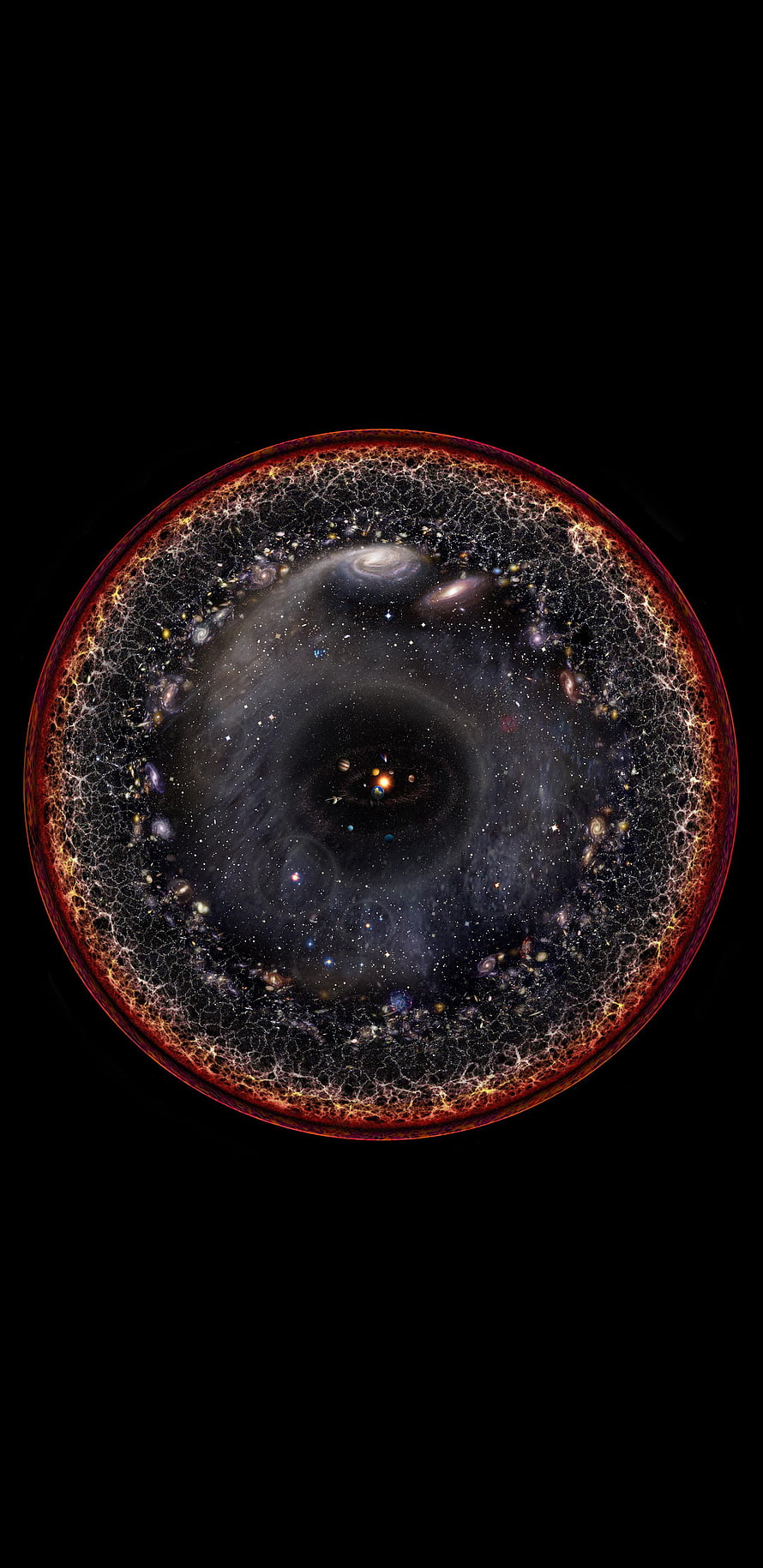 Observable Universe Cosmic Web Simulation with Galaxies and Dark Matter HD phone wallpaper