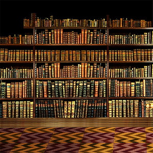 Vintage Library Interior With Antique Leather Books And Patterned Carpet HD phone wallpaper