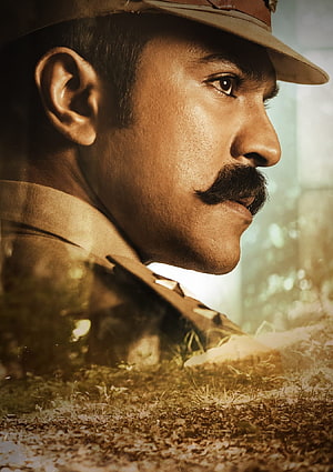 Ram Charan in RRR Military Profile Portrait with Mustache and Cap HD phone wallpaper
